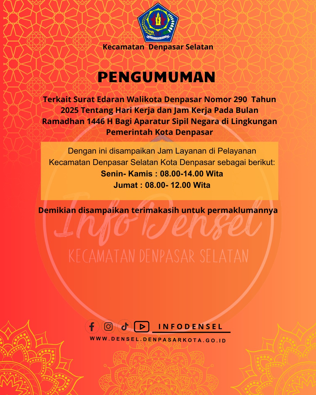 PENGUMUMAN!! Info Layanan pada Bulan Ramadhan 1446 H